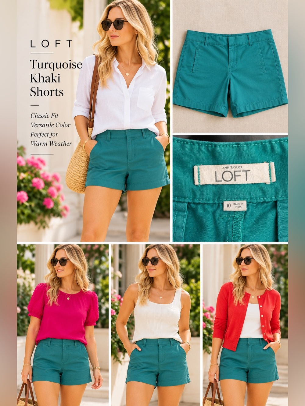 2084 Loft Turquoise Khaki Shorts